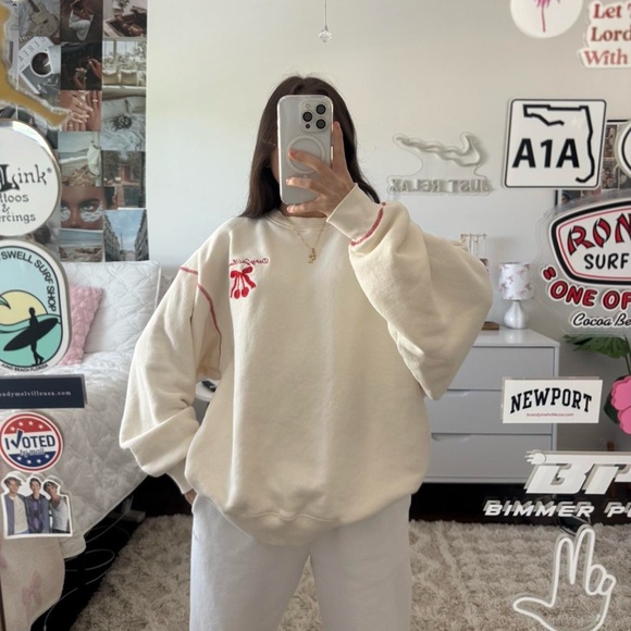 cream cherry dairy boy bow sweat set 🎀🍒 - Picture 1 of 8